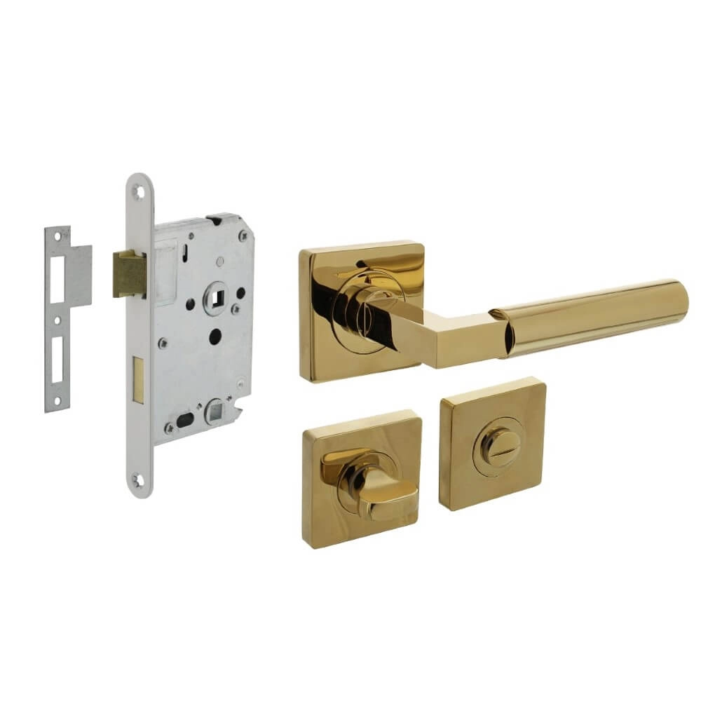 Complete door handle set Bau-Stil brass toilet