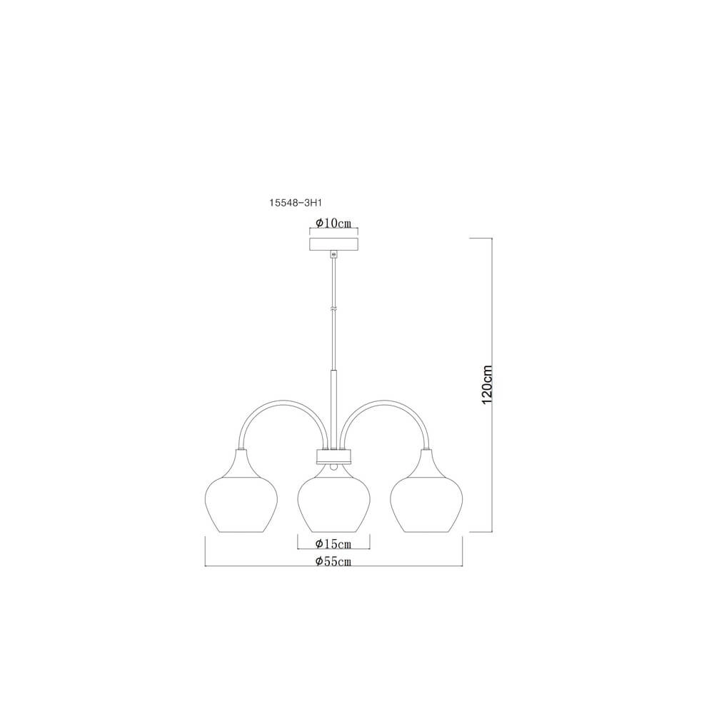 3-light pendant lamp Maxy black with smoke glass Globo 9007371468188