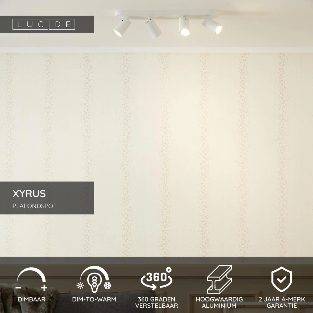 Ceiling spotlight Xyrus 4-light white Lucide 5411212234223