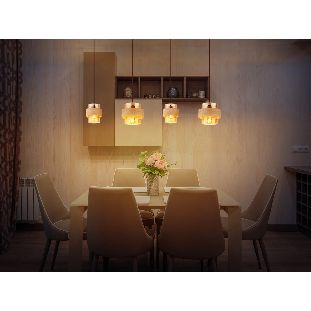 4-light pendant lamp Daren black with marble Globo 9007371592654