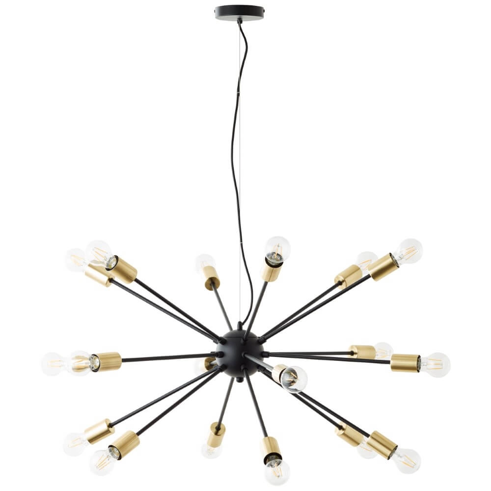 18-light pendant lamp Dree black with gold Brilliant 4004353421709