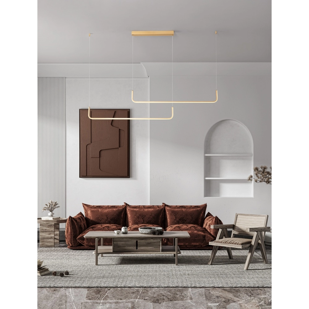 Sleek pendant lamp Strita gold double 3000K Lyora 5212017448408
