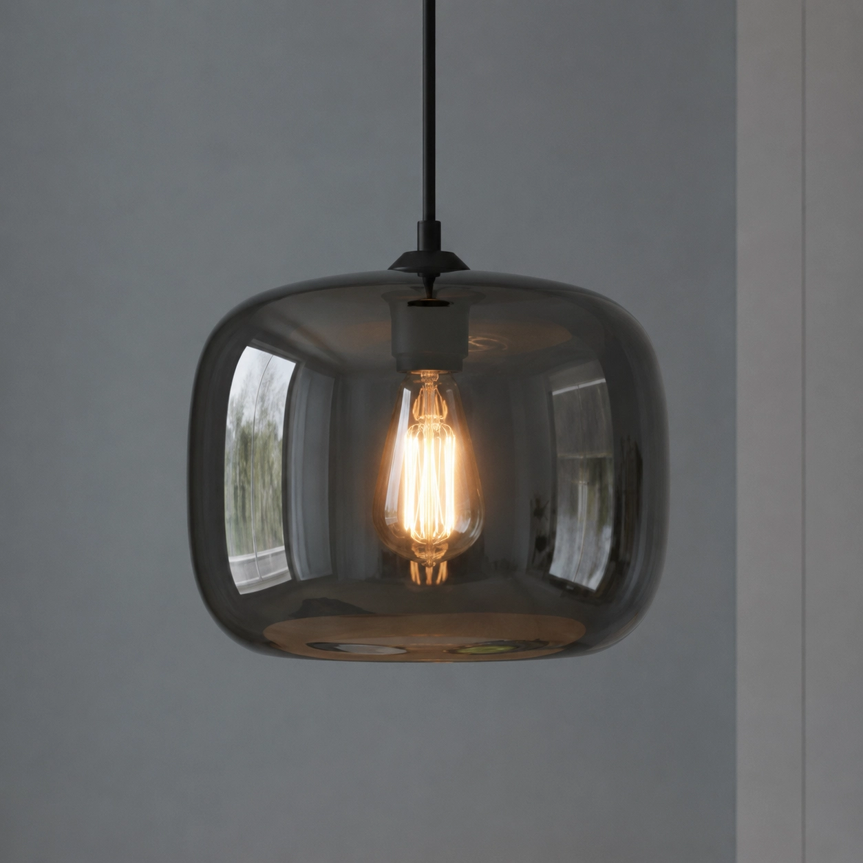 Hanging lamp Preston gray glass Ø 28cm