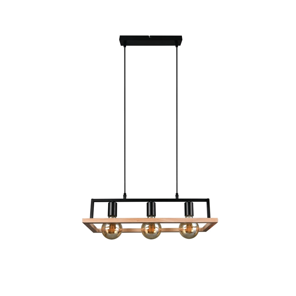 Design pendant lamp Bano black with wood Trio 4017807673364