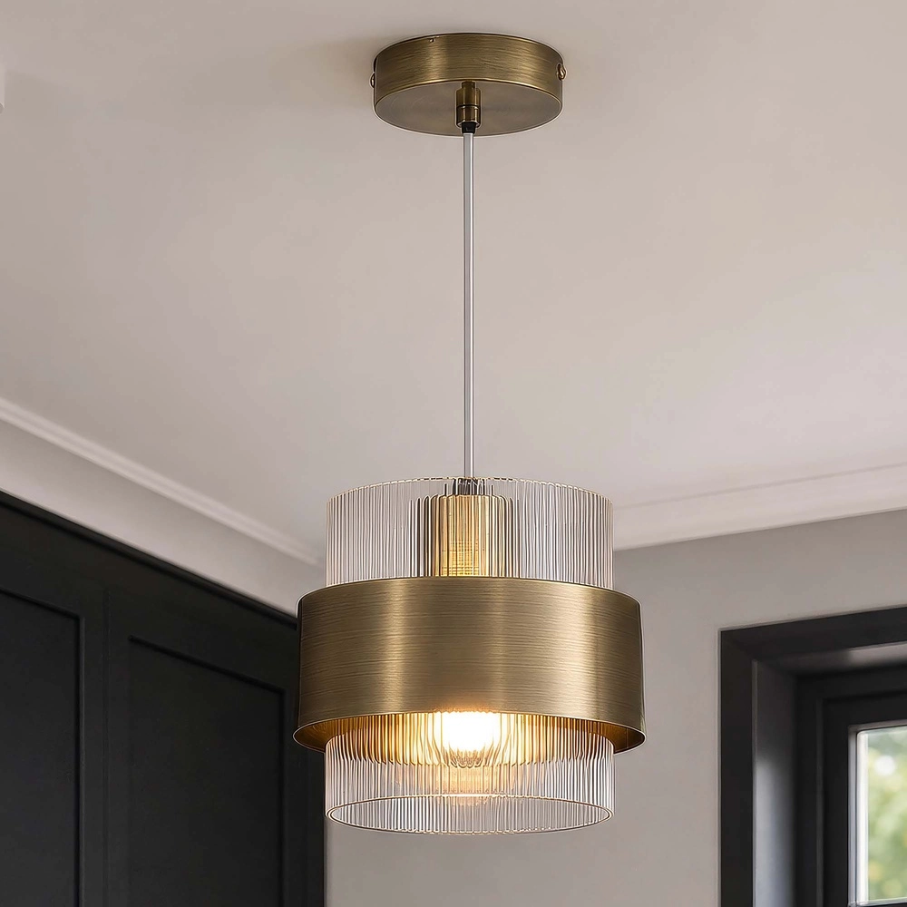 Pendant lamp Royal 1-light antique brass