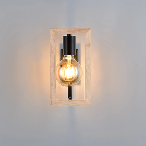 Design wall lamp Bano black with wood Trio 4017807670899