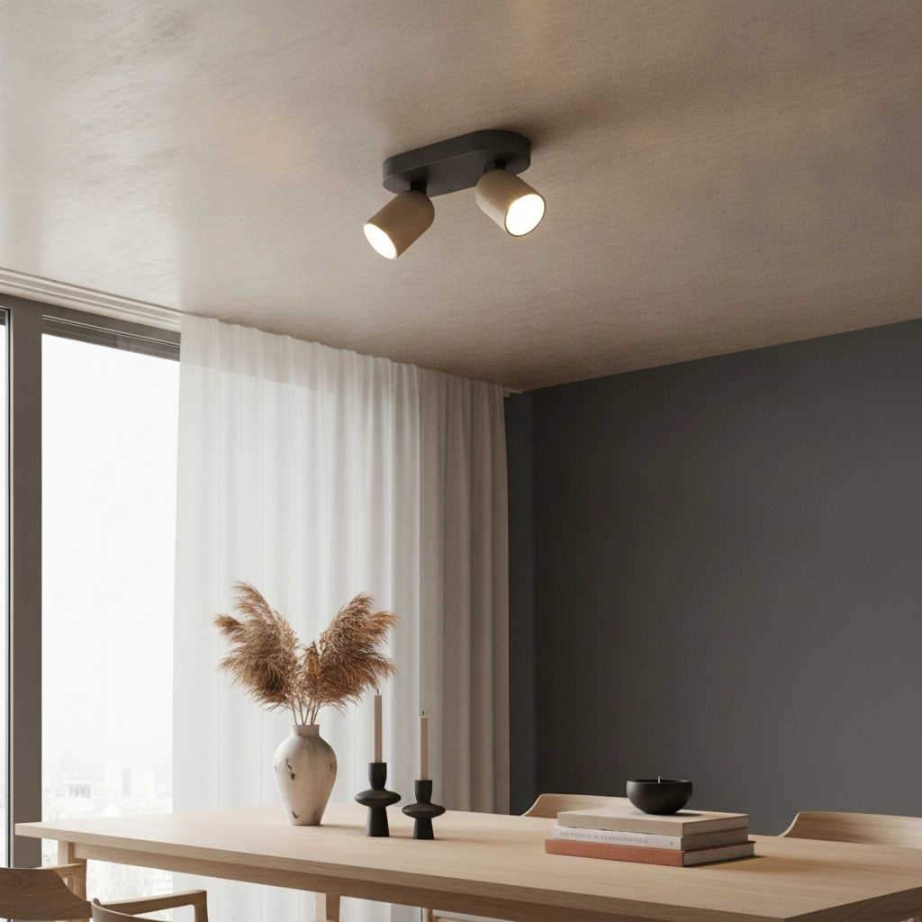 Ceiling lamp Houston 2-light black with champagne