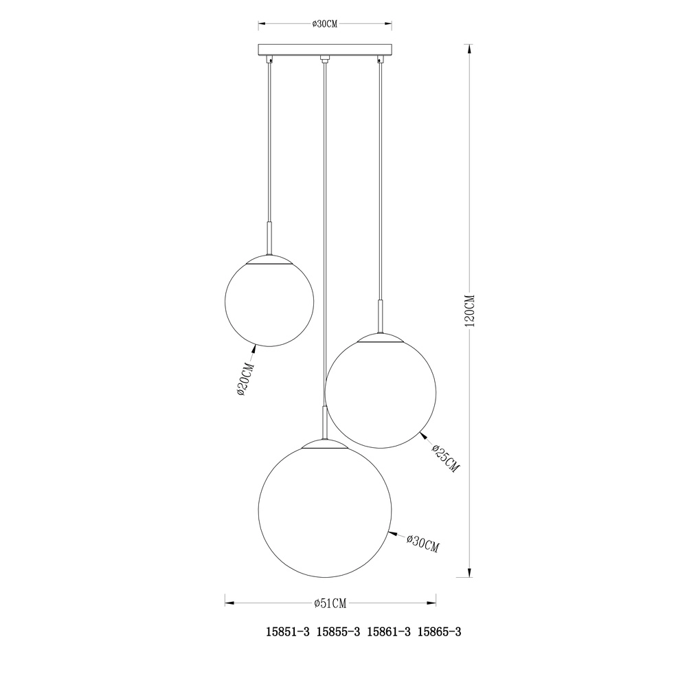 3-light pendant lamp Varus chrome Globo 9007371377473