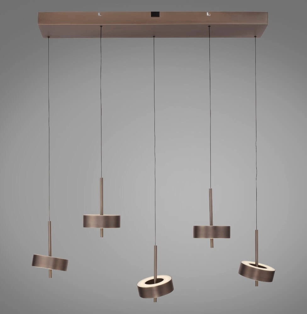 5-light pendant lamp Q-Rotate Brown Modern Paul Neuhaus 4012248383179