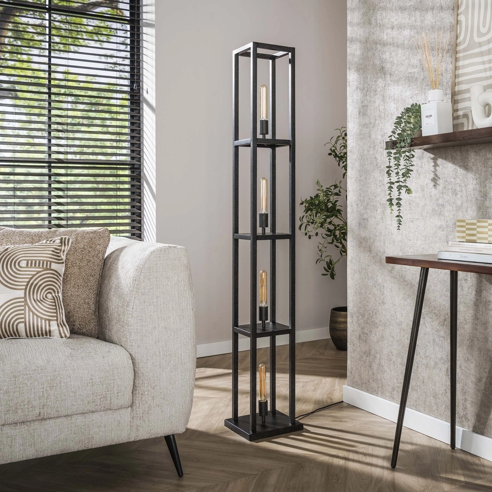 Black floor lamp Quadra square - 4x E27 Lyora 8716803511446