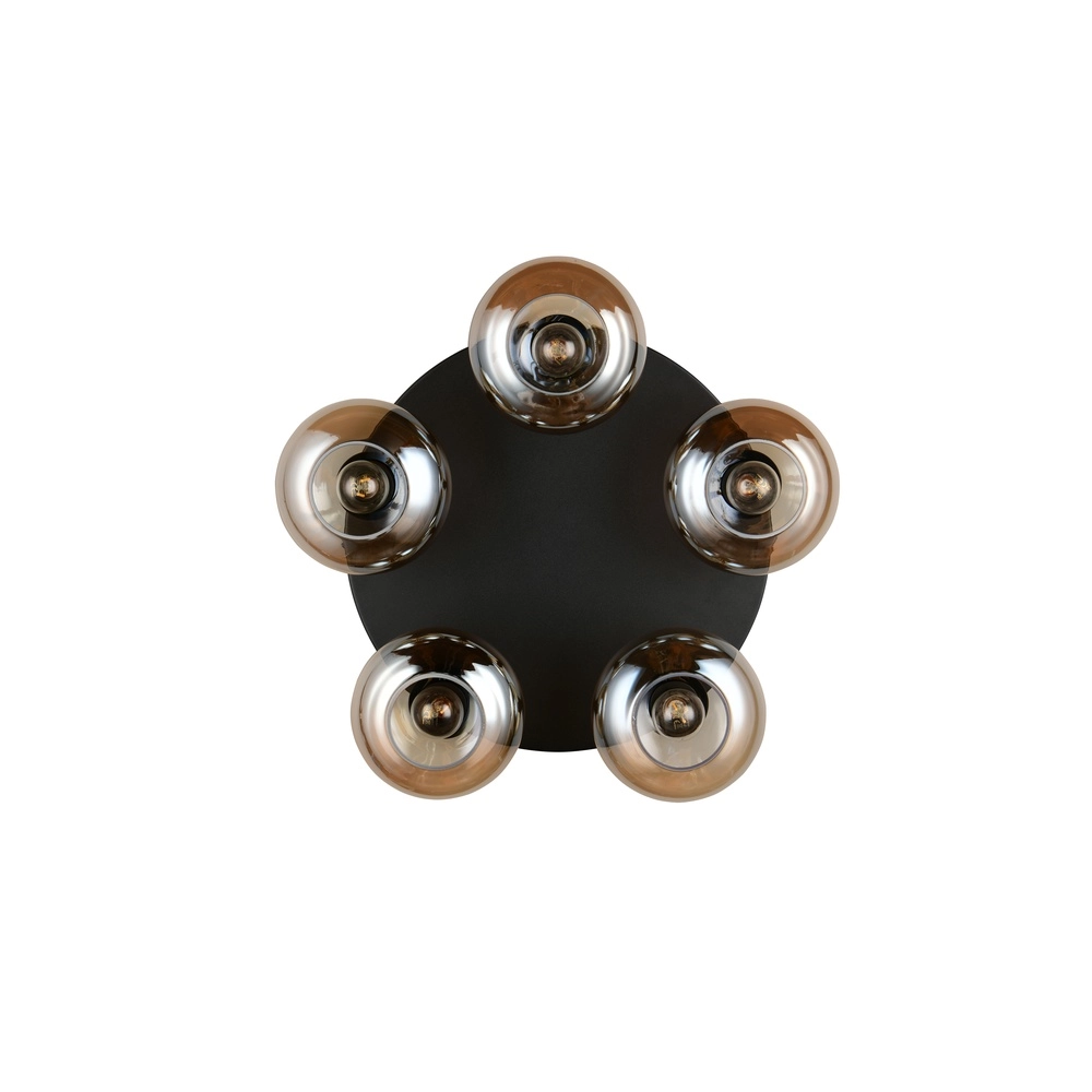 Ceiling lamp Divina 5-light black with amber glass Trio 4017807667455