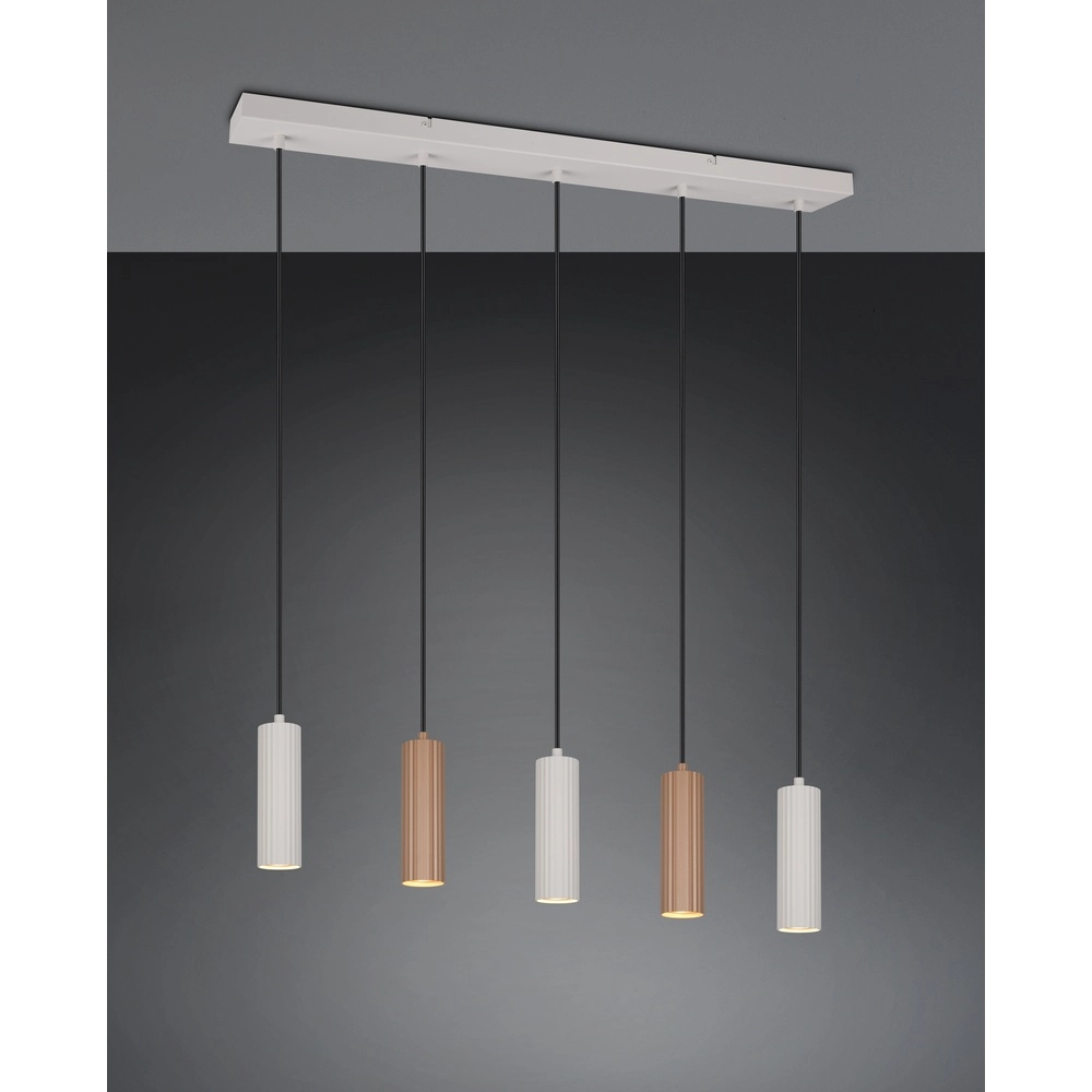 Pendant lamp Soka 5-light mocha brown and grey Trio 4017807670158