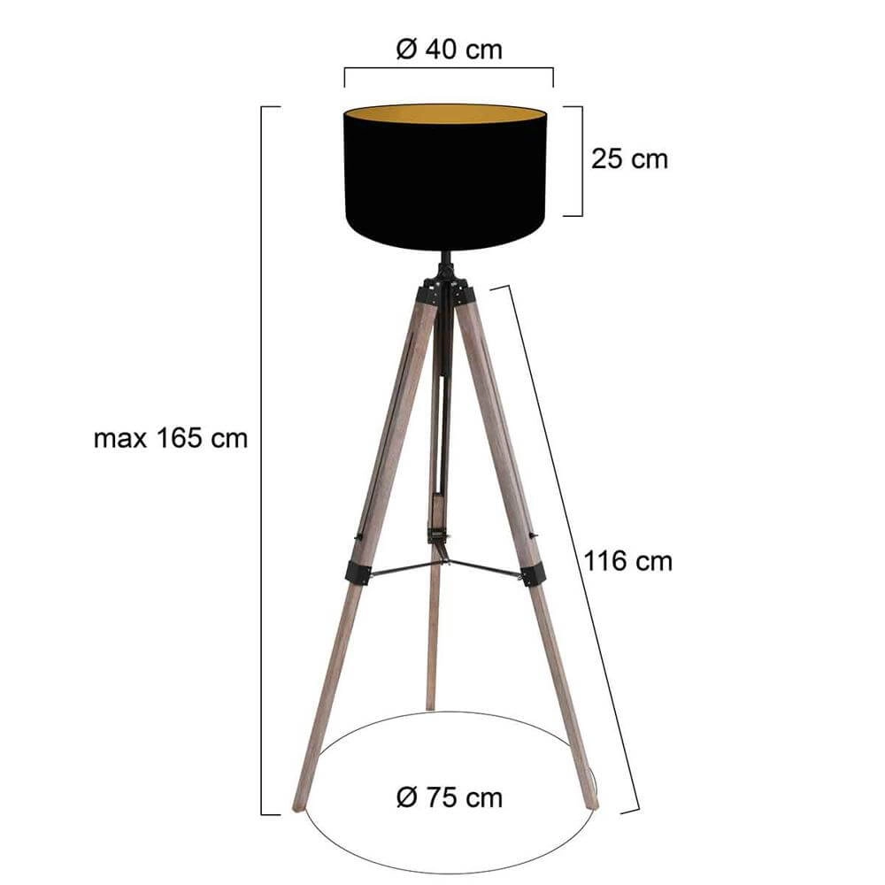 Tripod floor lamp Triek with black hood Steinhauer 8712746176179
