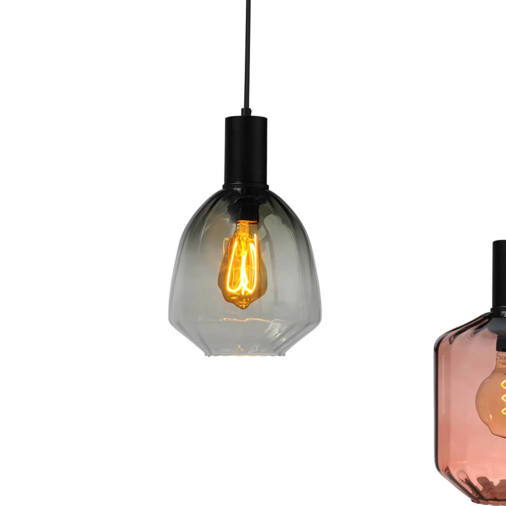 6-light hanging lamp - black - Porto with different glasses Masterlight 8718121270678