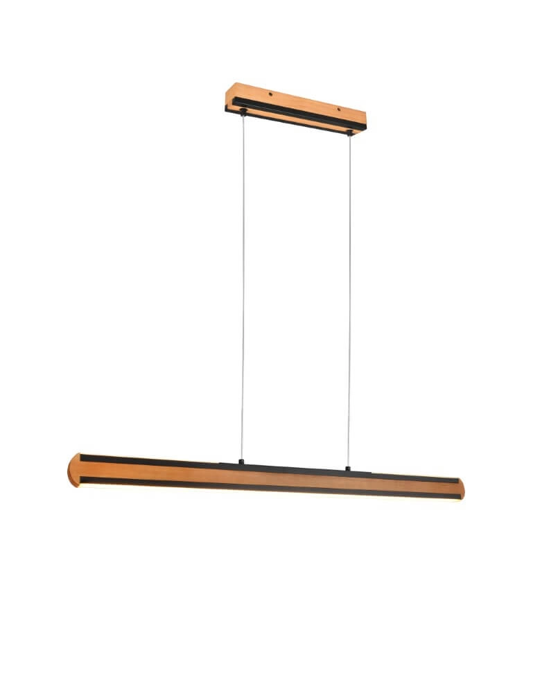 Hanging lamp Deacon wood brown with black Trio 4017807505474