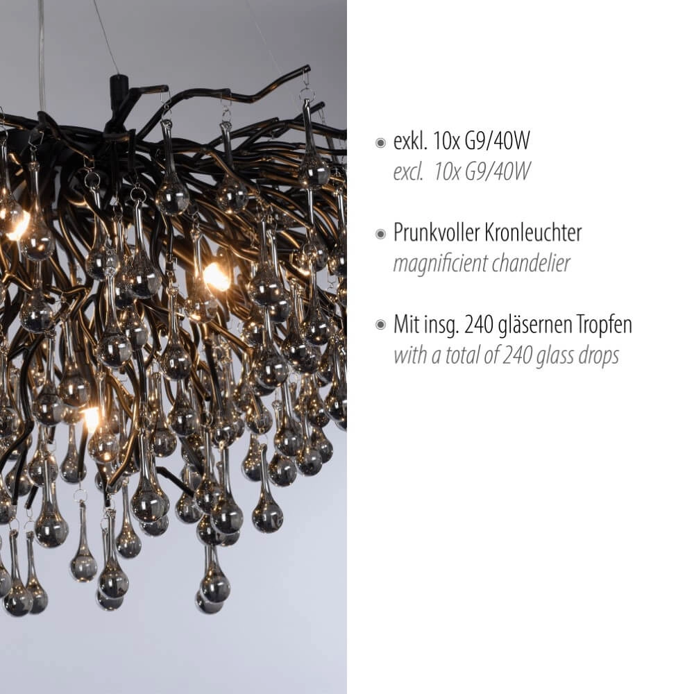 Unique chandelier Icicle black Paul Neuhaus 4012248377567