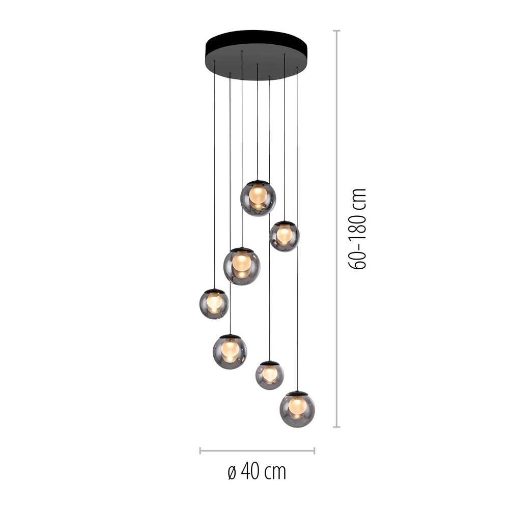 7-light pendant lamp Pure Popup mystic grey Paul Neuhaus 4012248396674