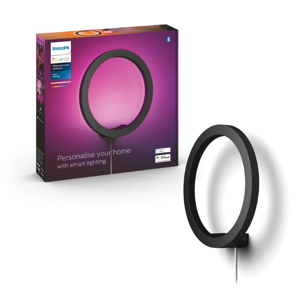 Wall lamp Cirle Hue Sana - White and Color black Philips 8719514343382