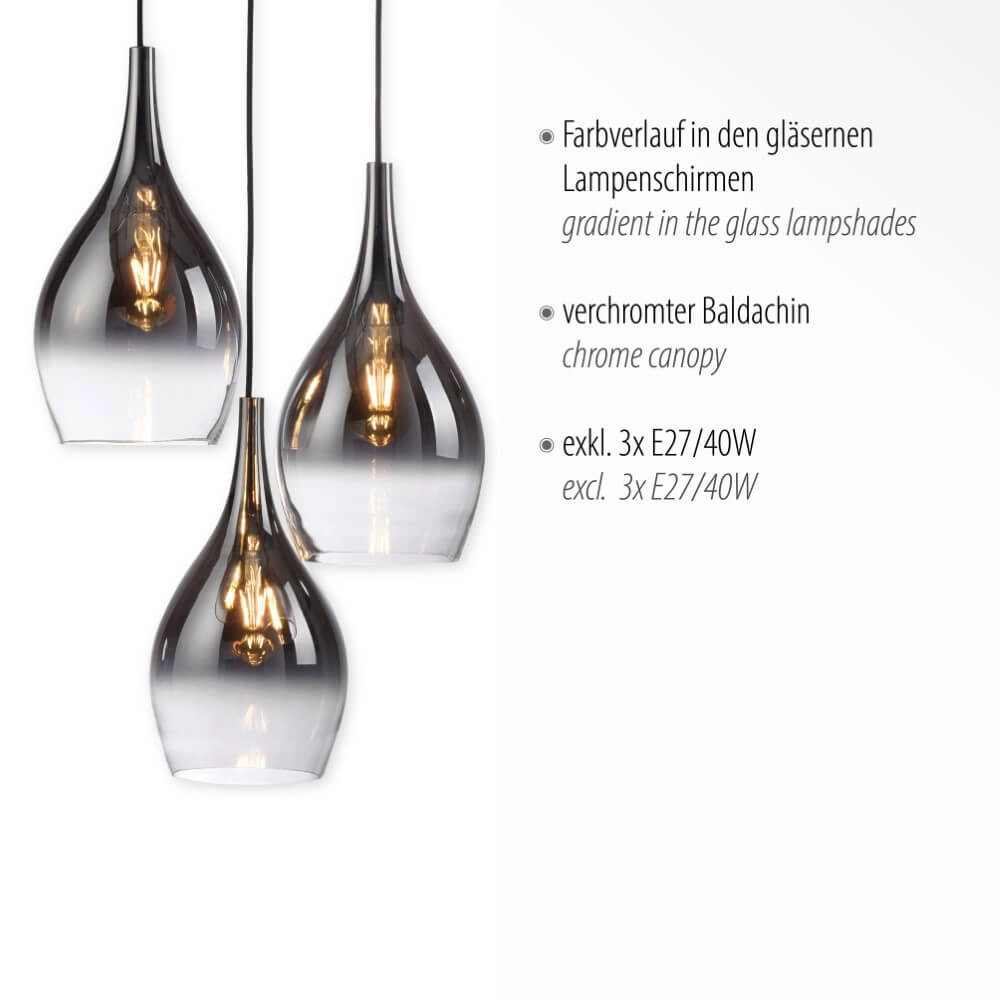 Modern pendant lamp Pilua 3-light round Paul Neuhaus 4012248366097