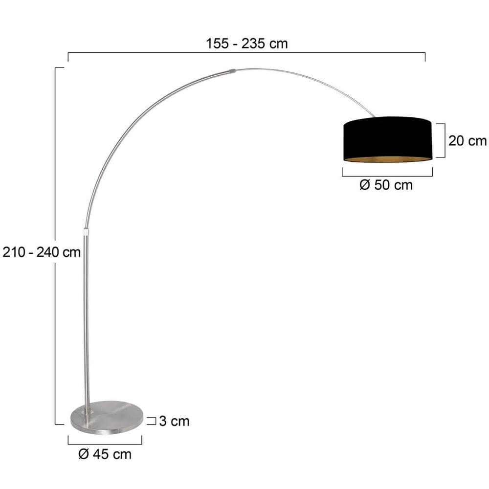 Arc lamp Sparkled Light metal with black shade Steinhauer 8712746175516