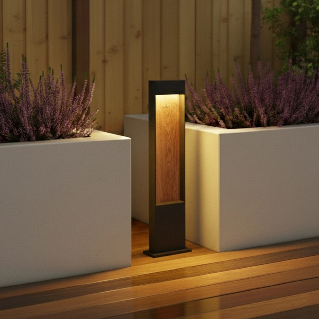 Terrace lighting Flatt 65cm anthracite with wood brown