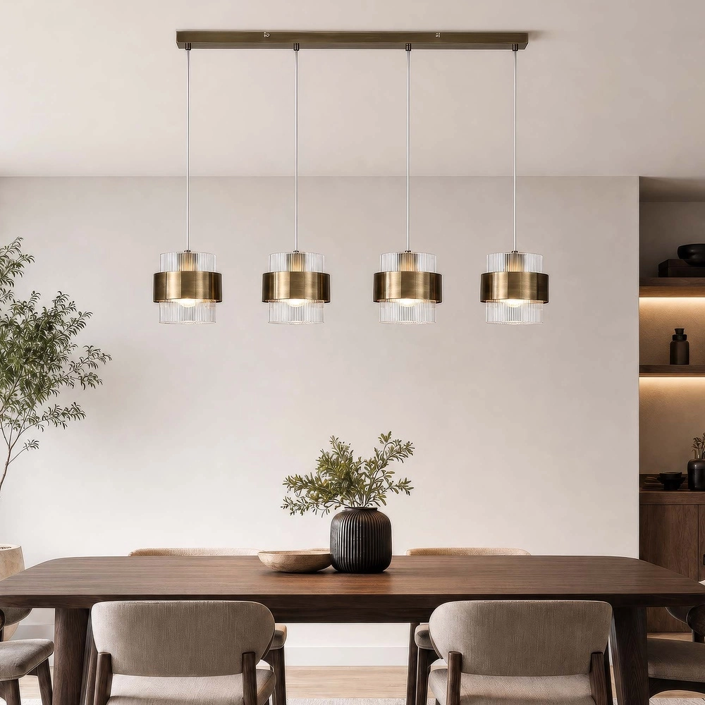 Pendant lamp Royal 4-light antique brass