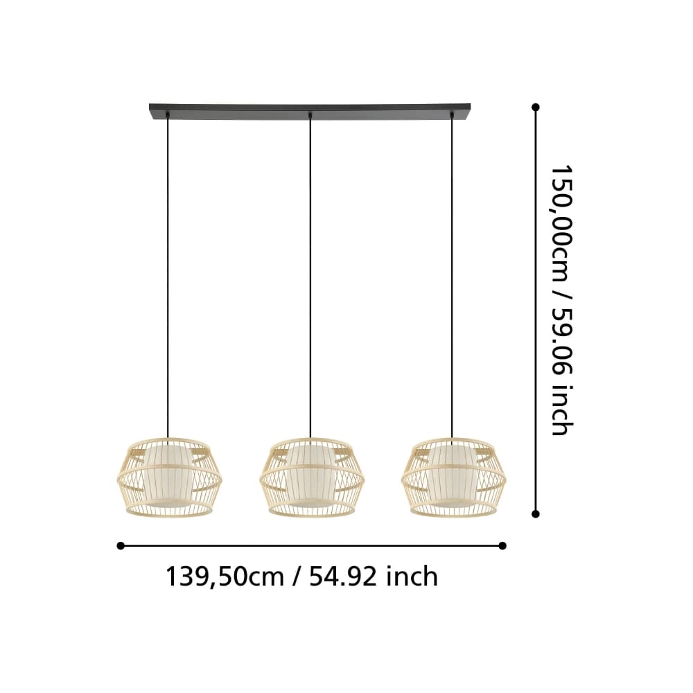 3 light hanging lamp Monterroso rattan Stars of Light 9008606243396