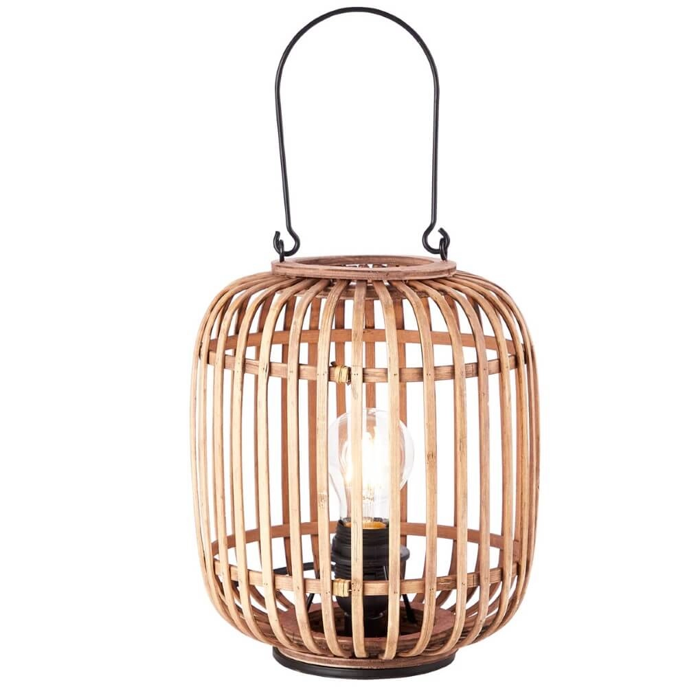 Country table lamp Woodrow wood brown with black wood