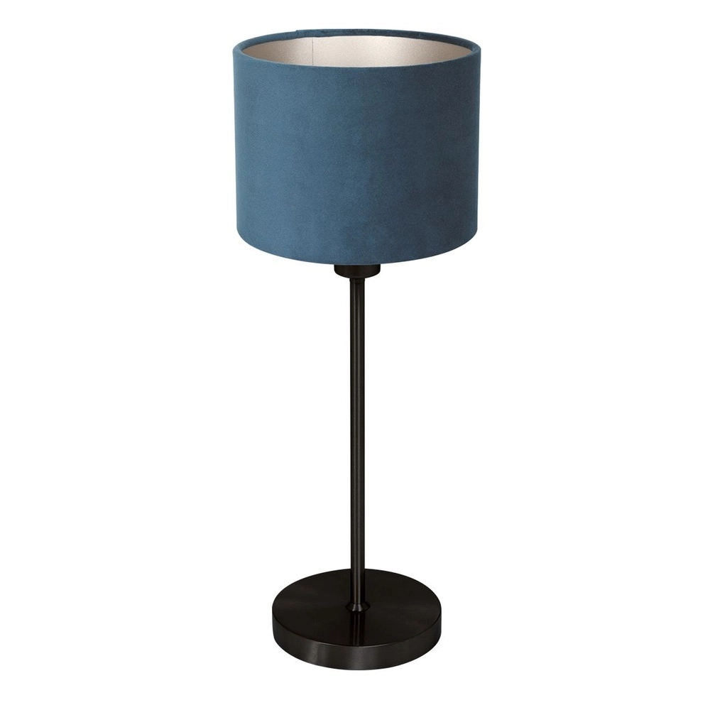 Black table lamp Noor with blue hood