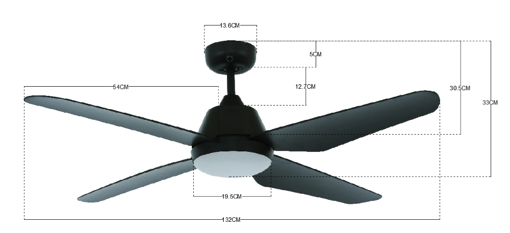 Ceiling fan with lamp Aria Led Ø 122cm black IP55 Beacon 9333509127796