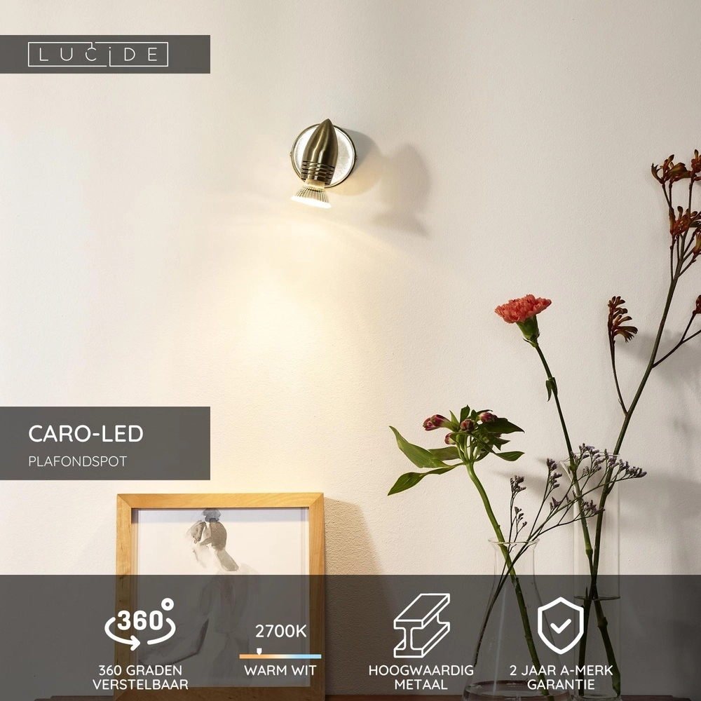 Ceiling spotlight Caro-Led matt chrome Lucide 5411212133366