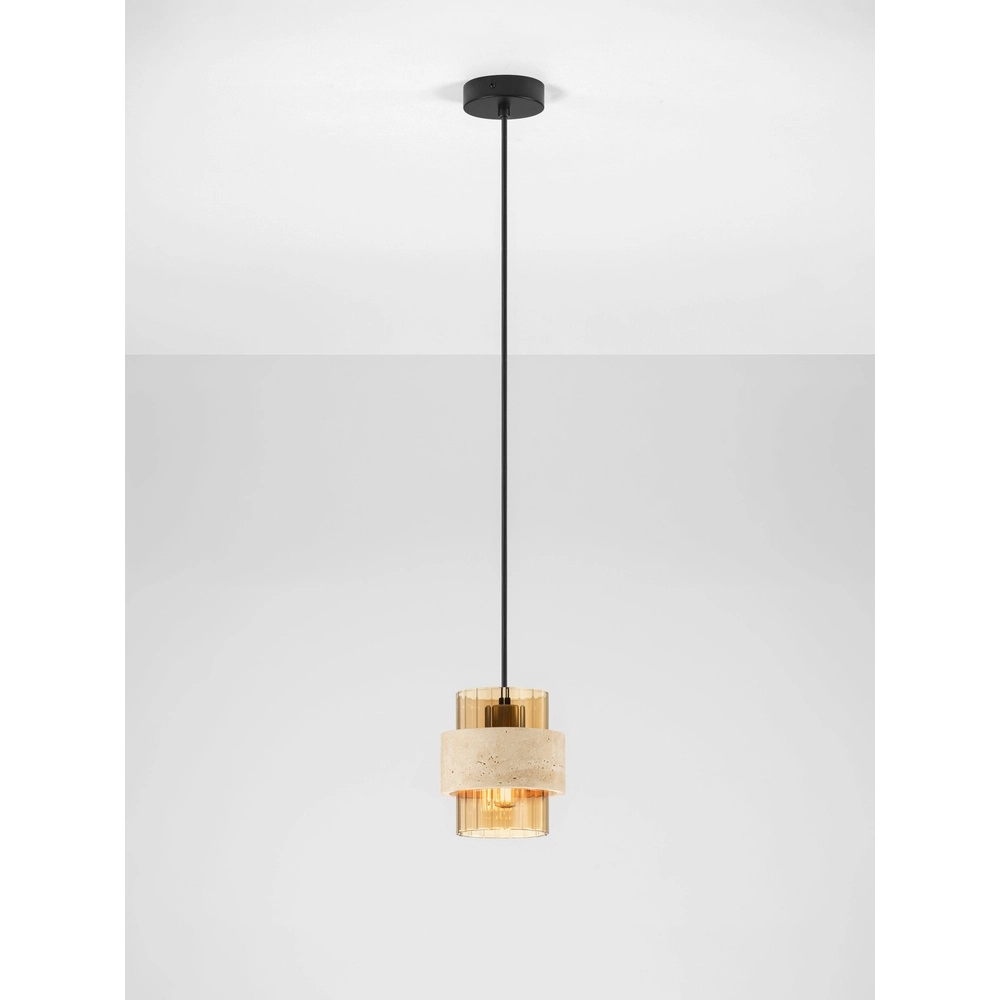 Modern pendant lamp Melony amber glass with sand brown Lyora 5212063501249