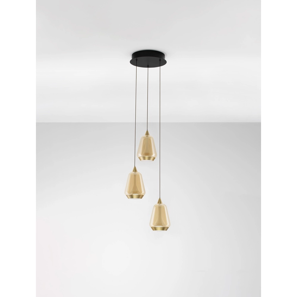 Design pendant lamp Alish 3-light amber glass Lyora 5212017477712