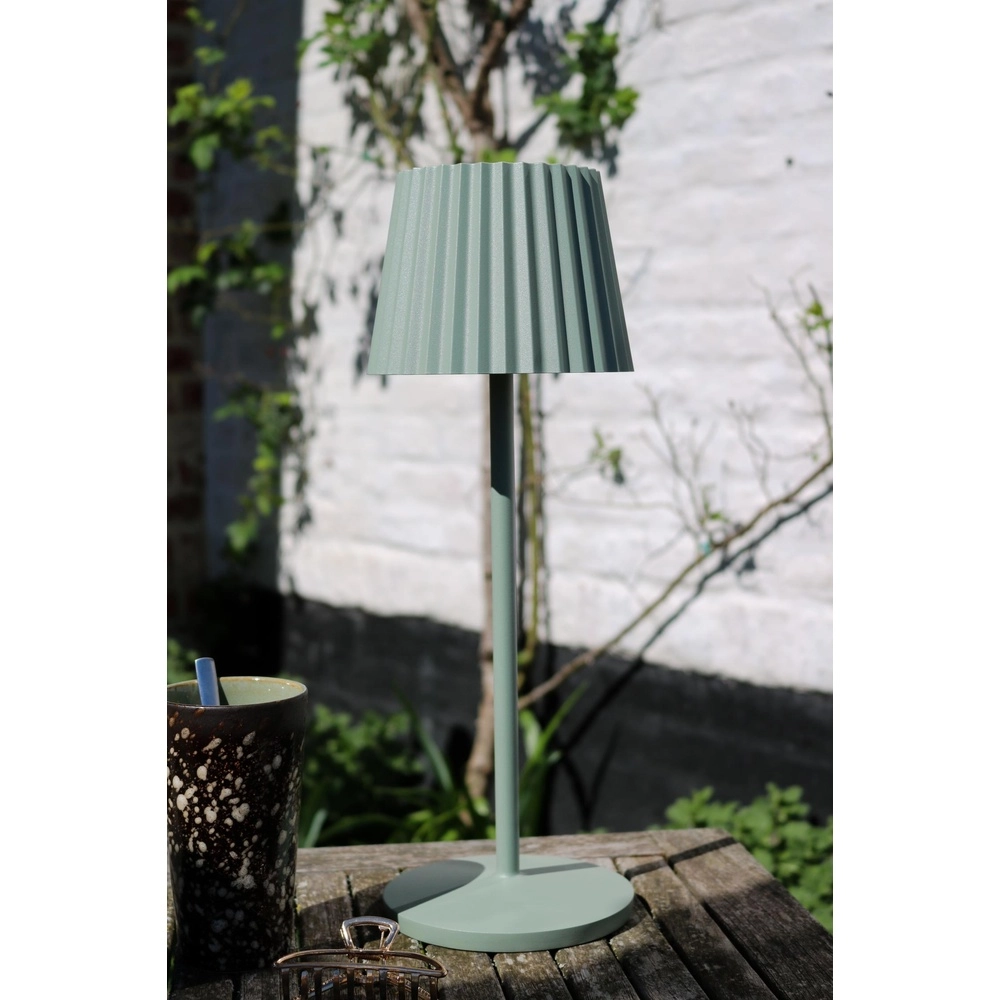 Rechargeable table lamp Justine green with charging station Lucide 5411212272225