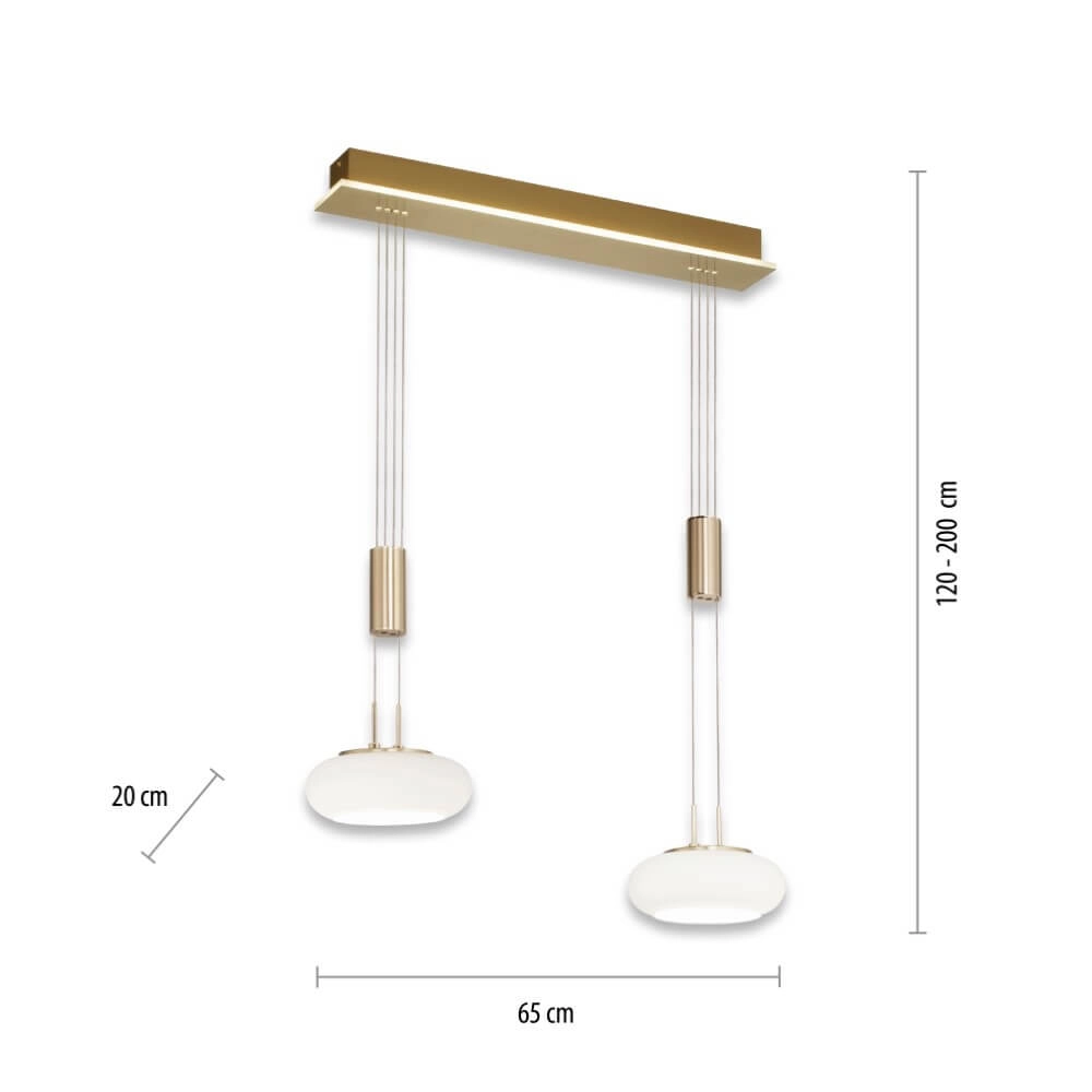 2-light pendant lamp Q-Etienne brass Paul Neuhaus 4012248350416