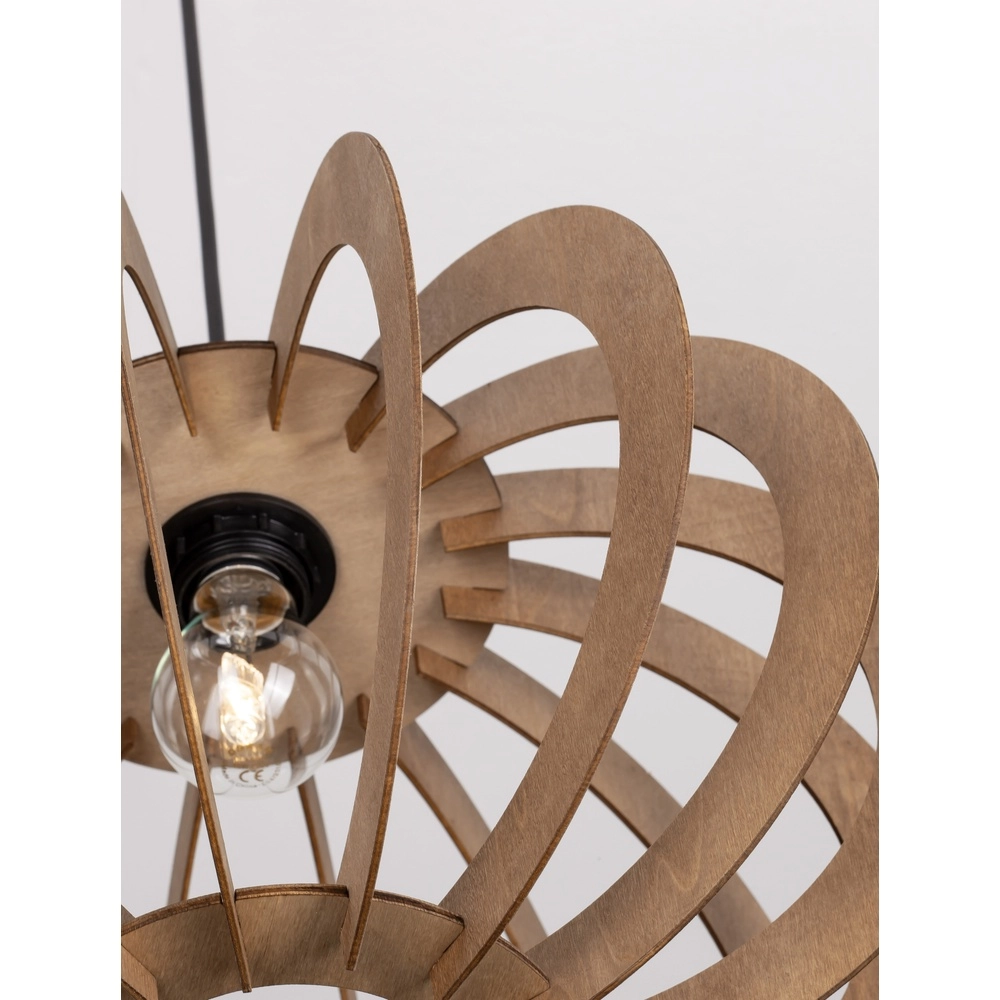 Wooden pendant lamp Ottoline dark Ø 40cm Lyora 5212017436207