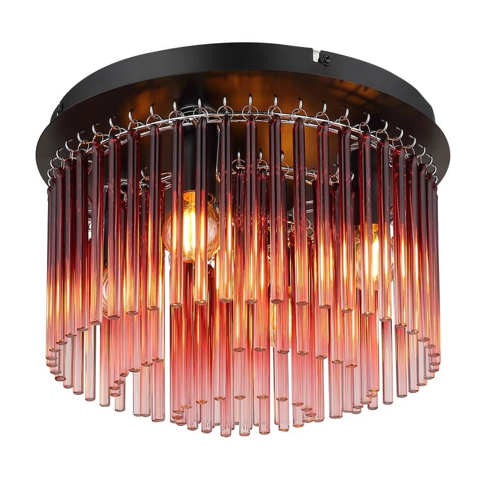 Black ceiling lamp Gorley with red glass Ø 32cm