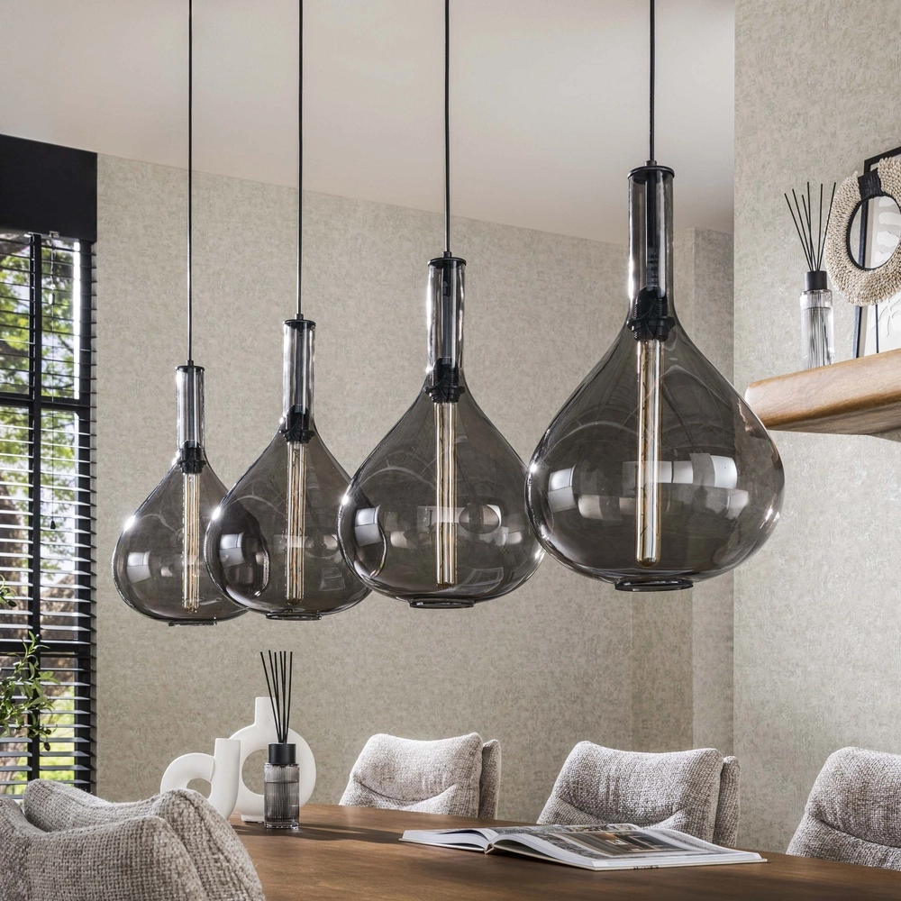 Glass pendant lamp Smoke 4x Ø 28cm Lyora 8716803513280