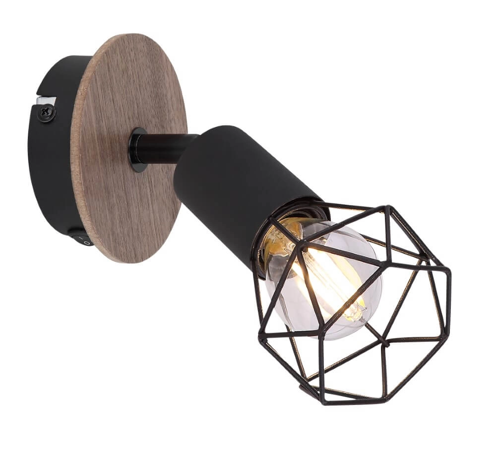 Design wall lamp Xara I black with wood