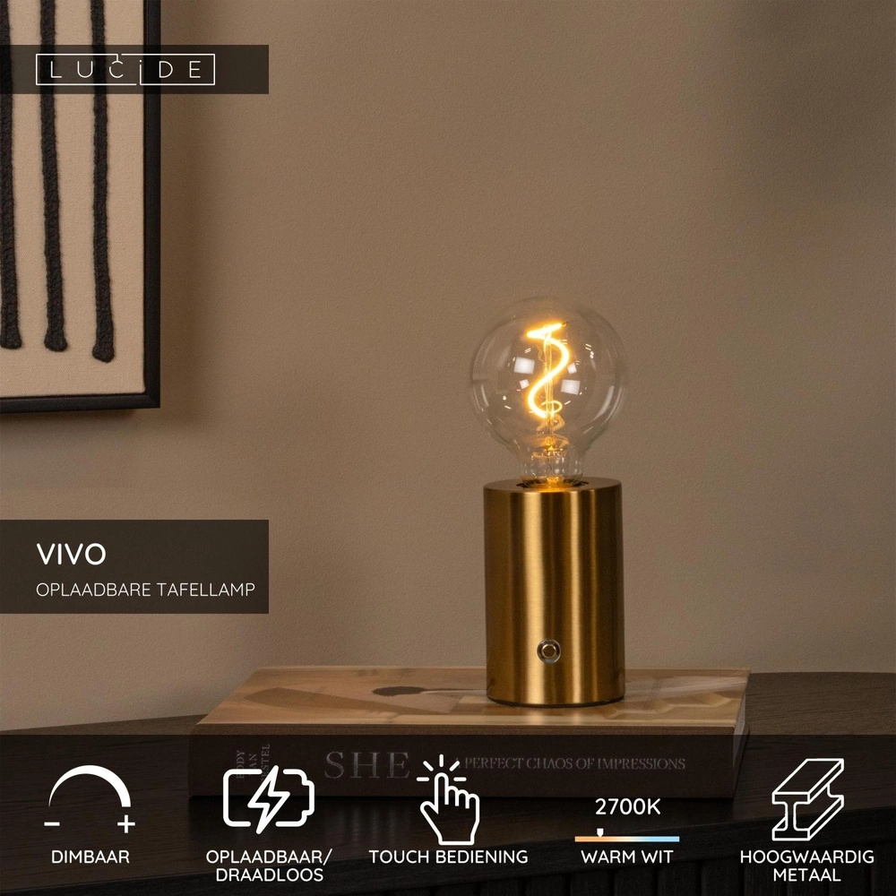 Rechargeable table lamp Vivo Gold Lucide 5411212520845