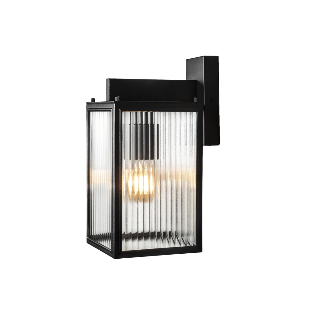 Wall lamp Carpi black with ribbed glass