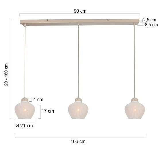 3-light pendant lamp Travino Sand brown Steinhauer 8712746184372