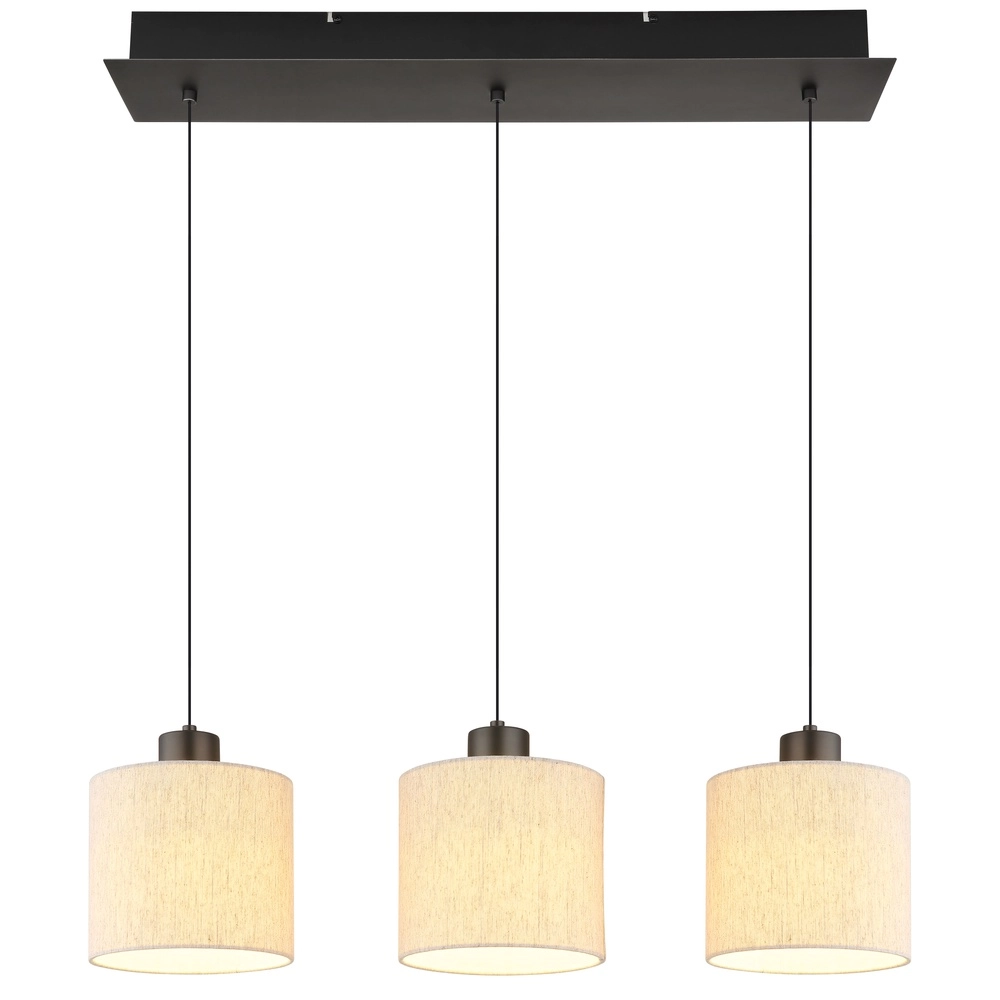 Gunmetal pendant lamp Thea 3-light straight Globo 9007371567034