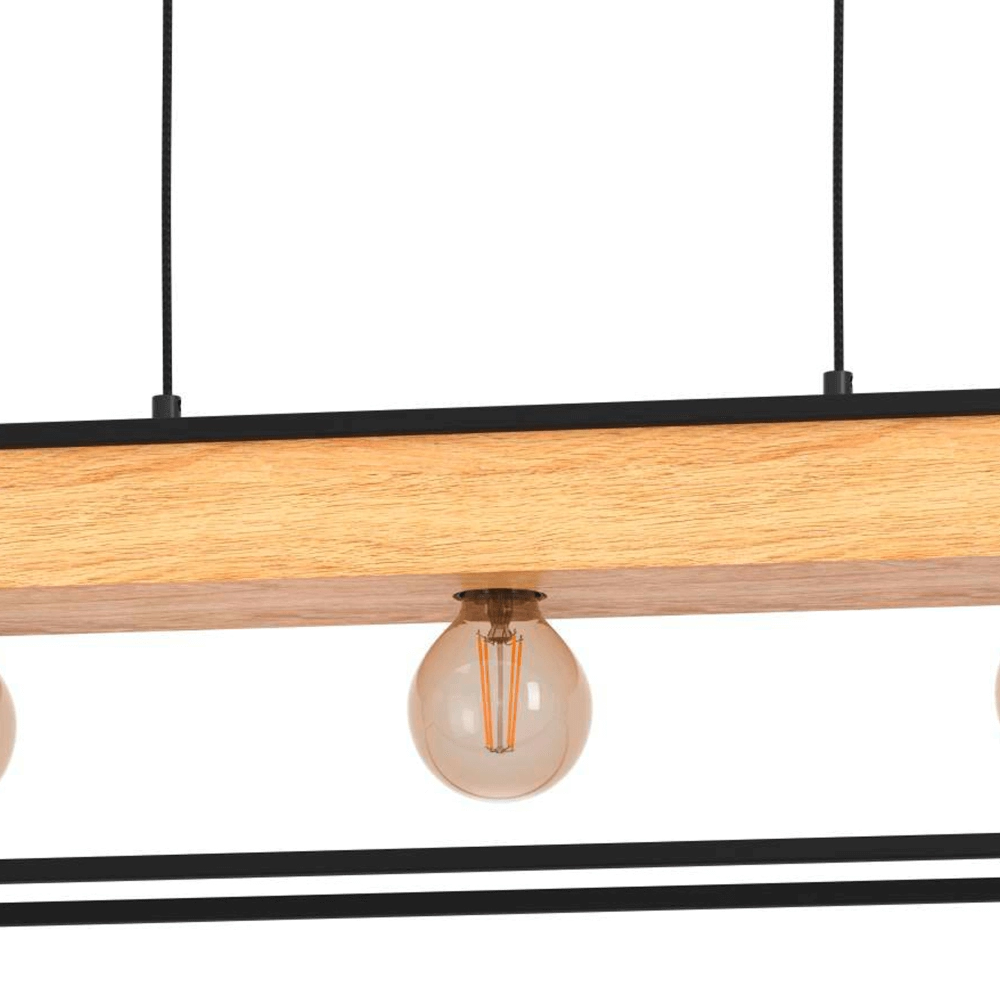 Hanging lamp Libertad 1 with wood Eglo 9008606243501