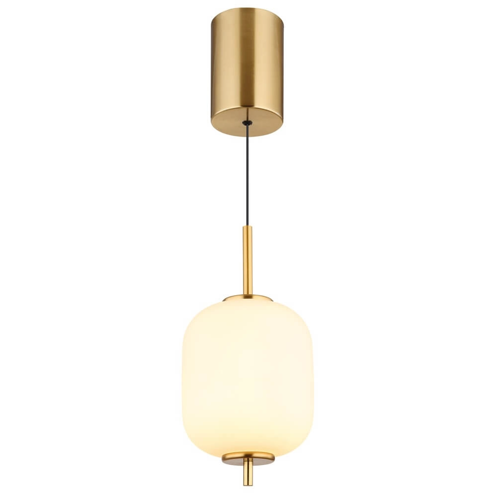Golden pendant lamp Ewald single white glass Ø 13.5cm Globo 9007371458578