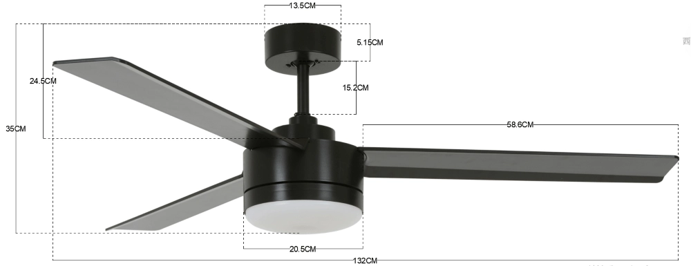 Black fan with lamp Lagoon Ø 132cm IP55 Beacon 9333509136521