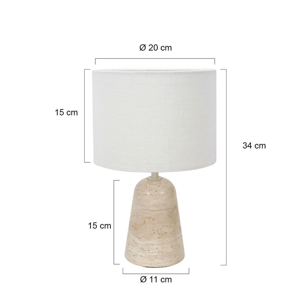 Table lamp stone Travino with white shade Ø20cm Steinhauer 8712746183528