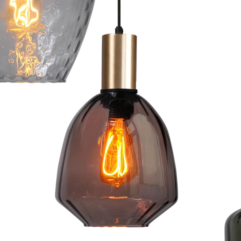 5-light loft hanging lamp - gold - Porto with different glasses Masterlight 8718121271255