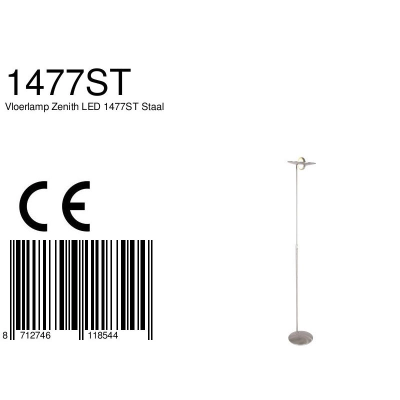 Design floor lamp Zenith Led metal grey Steinhauer 8712746118544
