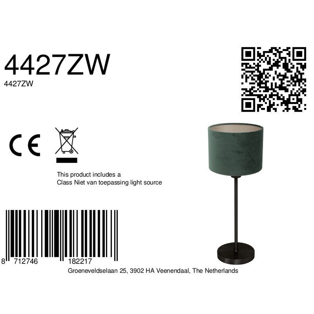 Black table lamp Noor with green hood Steinhauer 8712746182217